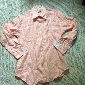 Tasha polizzi TP saddleblanket and co 100% linen mother-of-pearl button top s